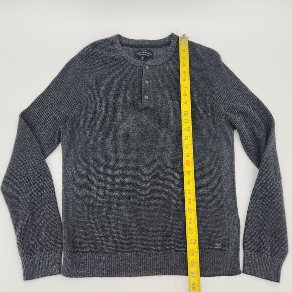 Lucky Brand Colorado Cross Stitch Henley Sweater Mens Size Medium Thermal Winter - Picture 5 of 8